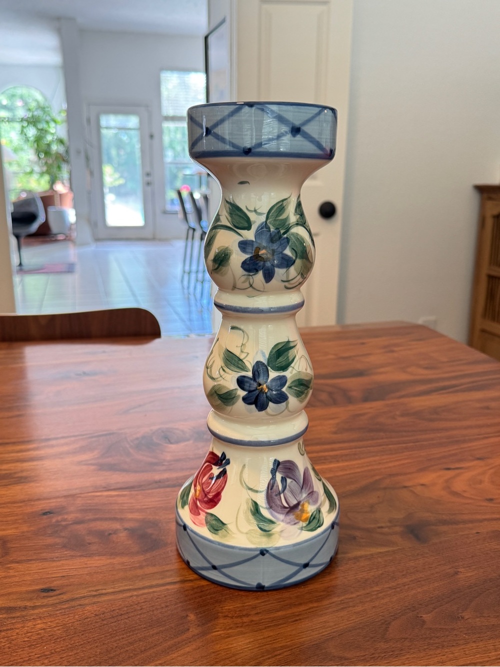 Hand Painted Gail Pittman Pottery Candle Holders Signed by Artist 12.5” High